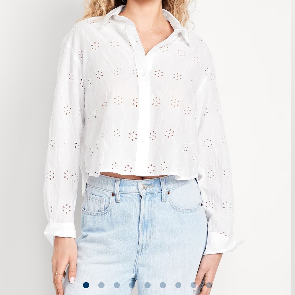 Old Navy White Eyelet Button Down Shirt